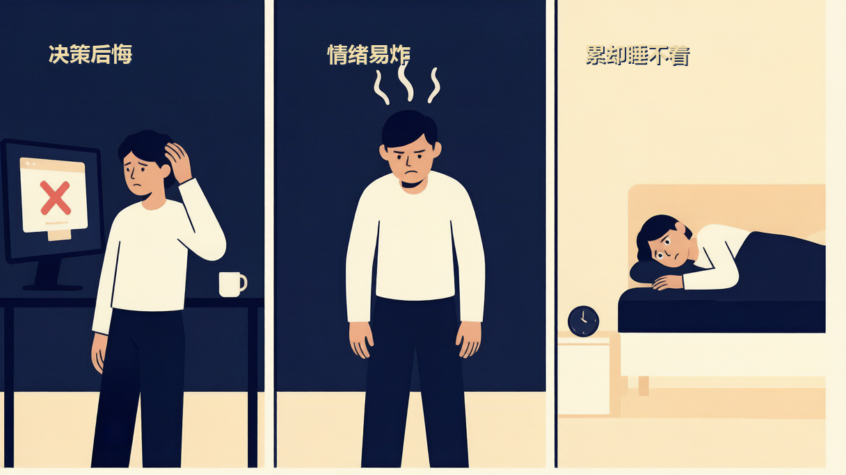 插图1：高压创业者睡眠掉线的3个信号——决策后悔、情绪易炸、累却睡不着